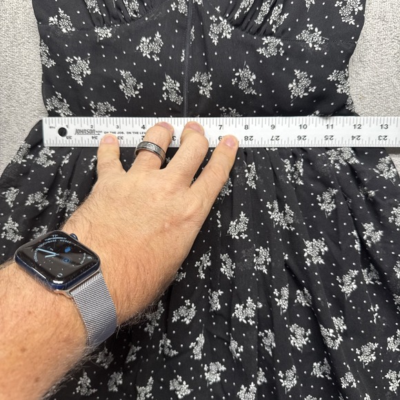 Y2K Floral Sundress Black Fit &‎ Flare Crossback Mini Dress Small Cottagecore - Picture 6 of 9